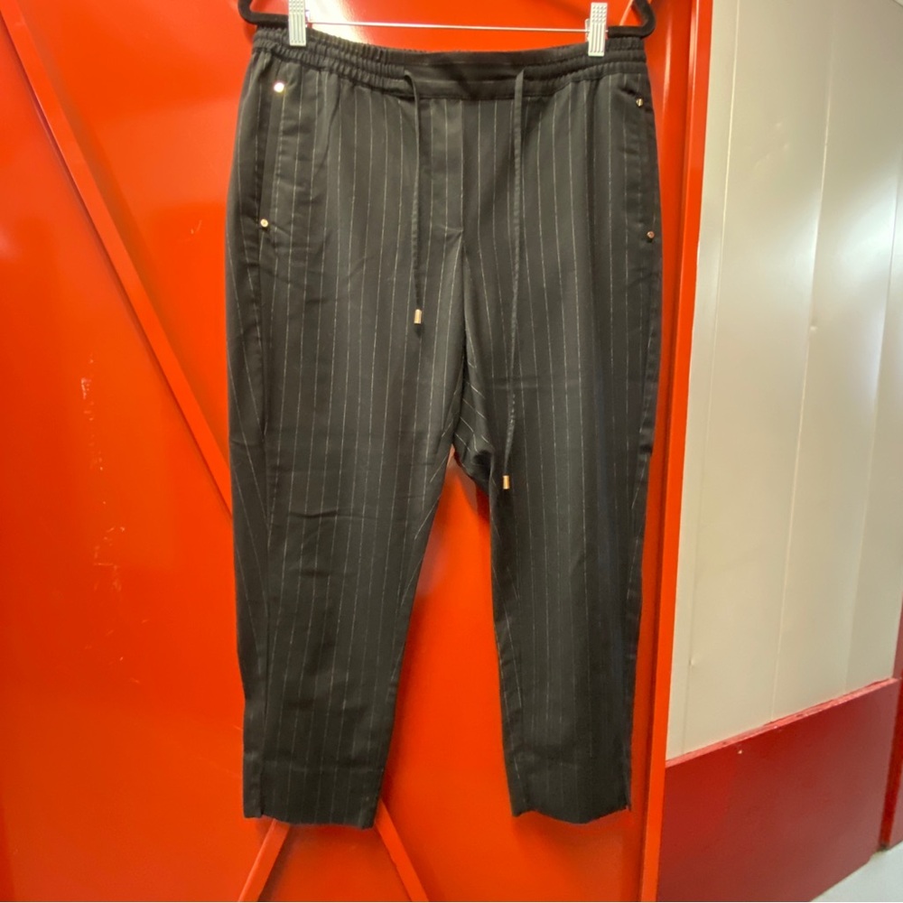 H&M Women’s Black Pinstripe Drawstring Pants | Size 12